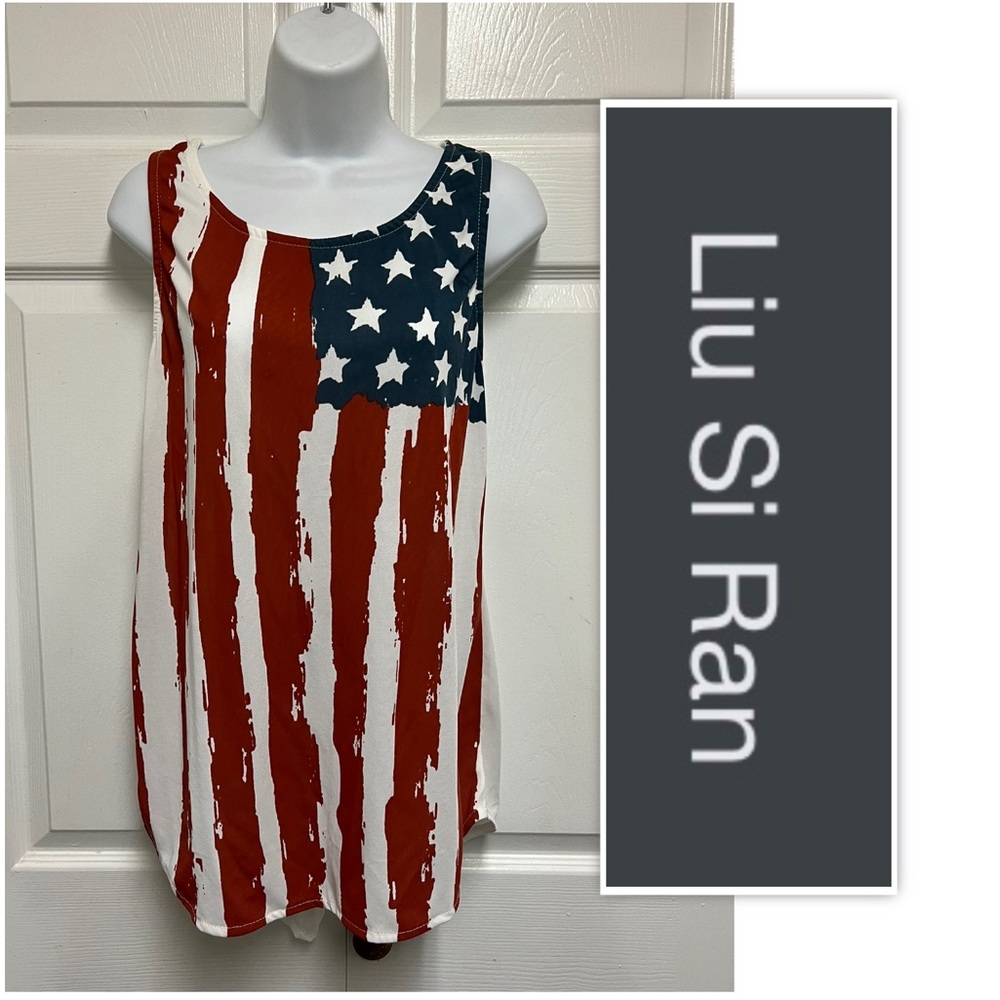 Liu Si Ran American Flag Sleeveless Top